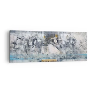 Impression sur toile - Image sur toile - Composition abstraite aux tons froids - 140x50cm - Comme sur la glace, comme après décembre - Décoration murale moderne pour le salon et la chambre ARTTOR