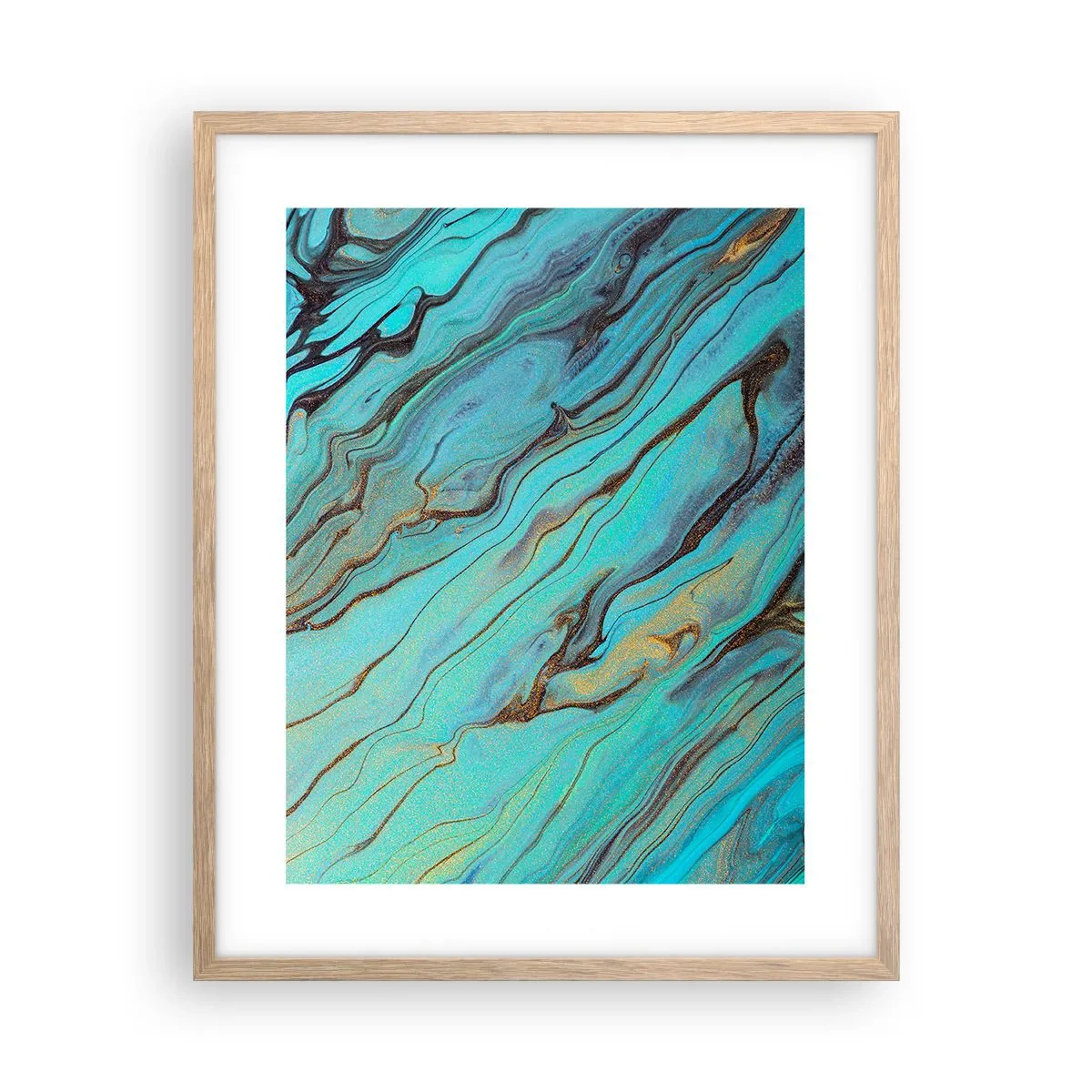 Affiche dans un chêne clair - Poster - Marée turquoise - 40x50 cm