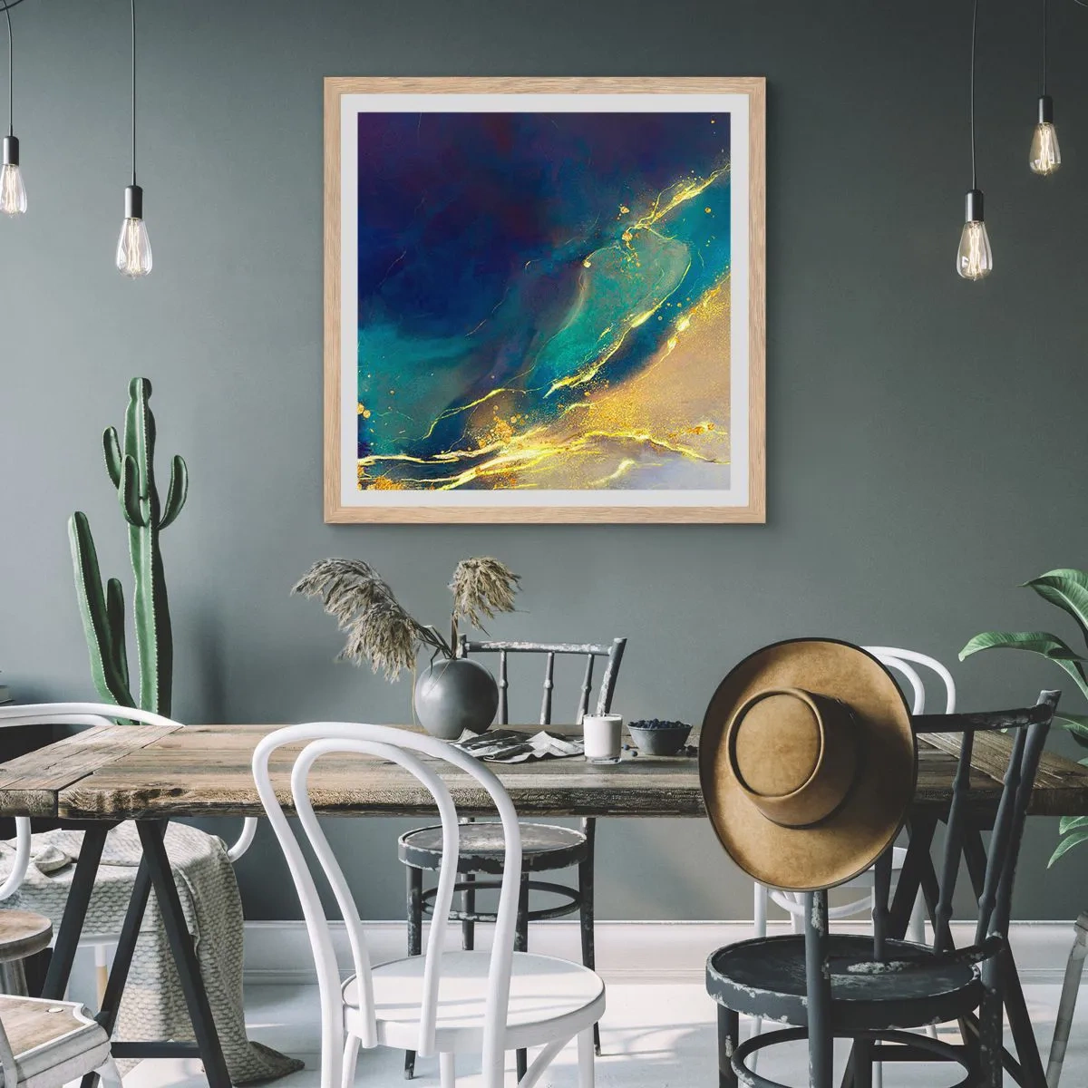 Affiche dans un chêne clair - Poster - Coulée d'or - 30x30 cm