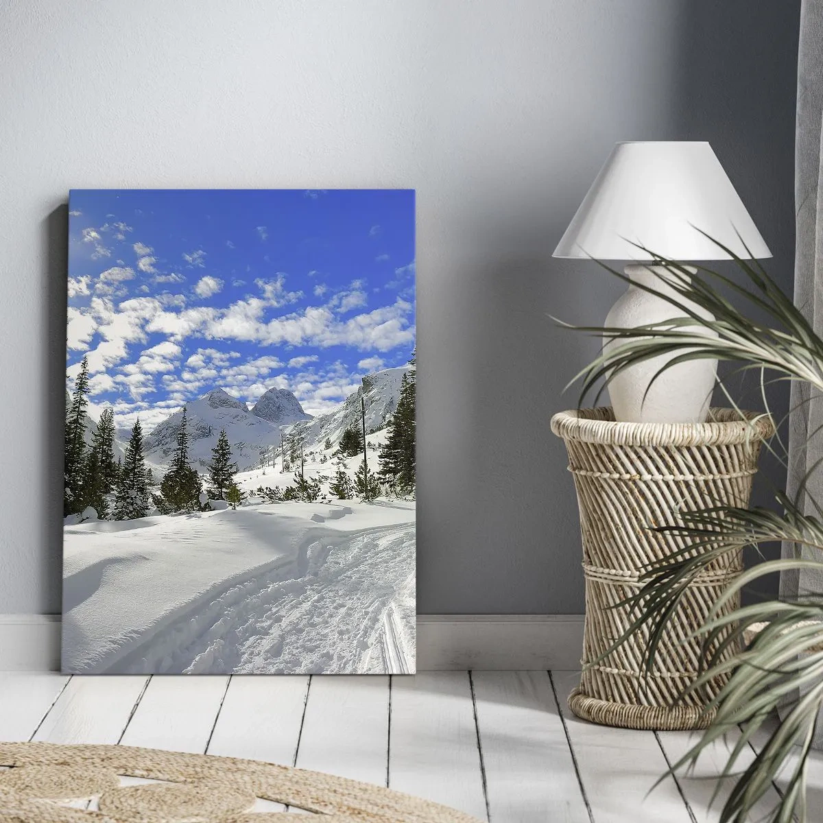 Impression sur toile - Image sur toile - Dans la neige et au soleil - 65x120 cm
