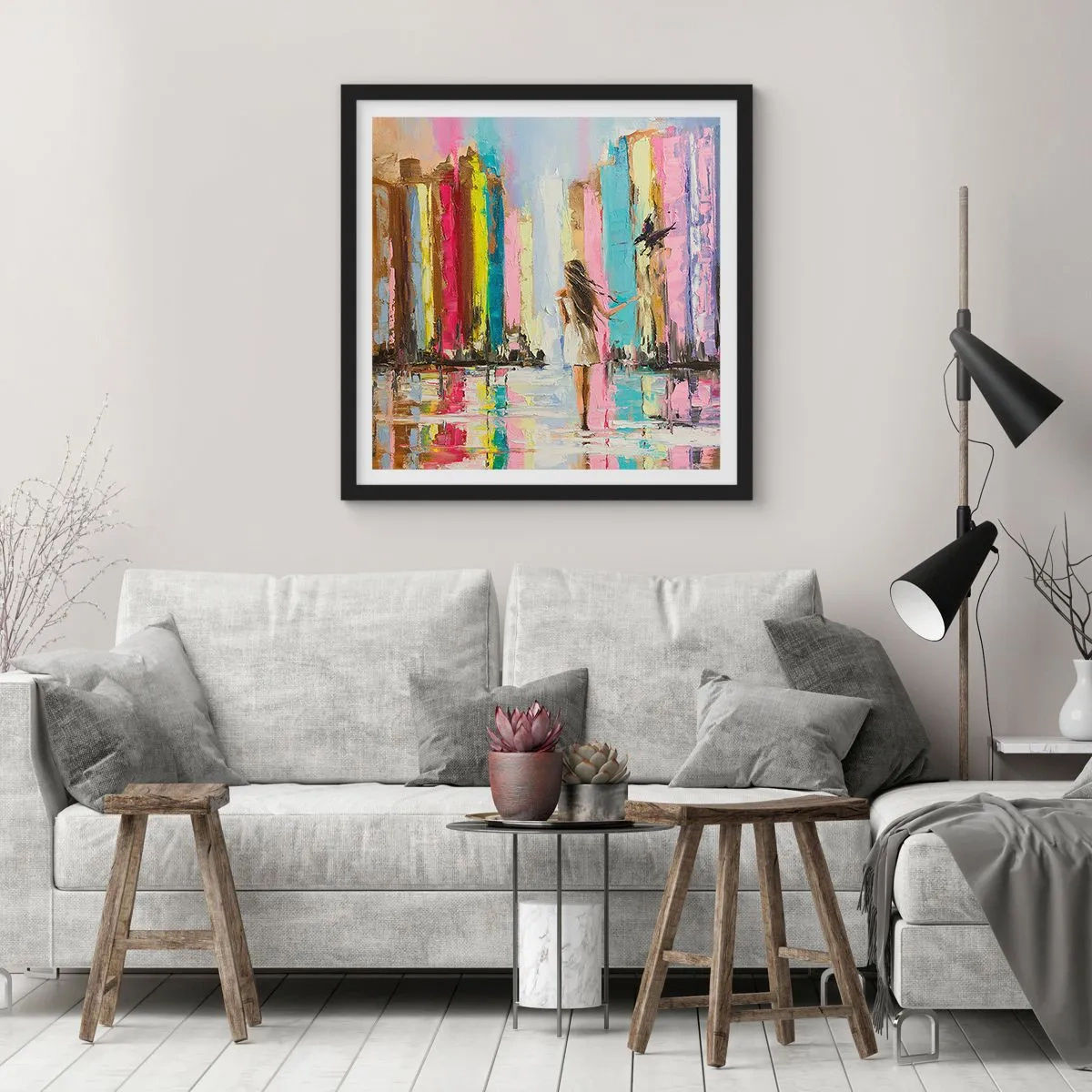 Affiche dans un cadre noir - Poster - Viens avec moi - 40x40 cm