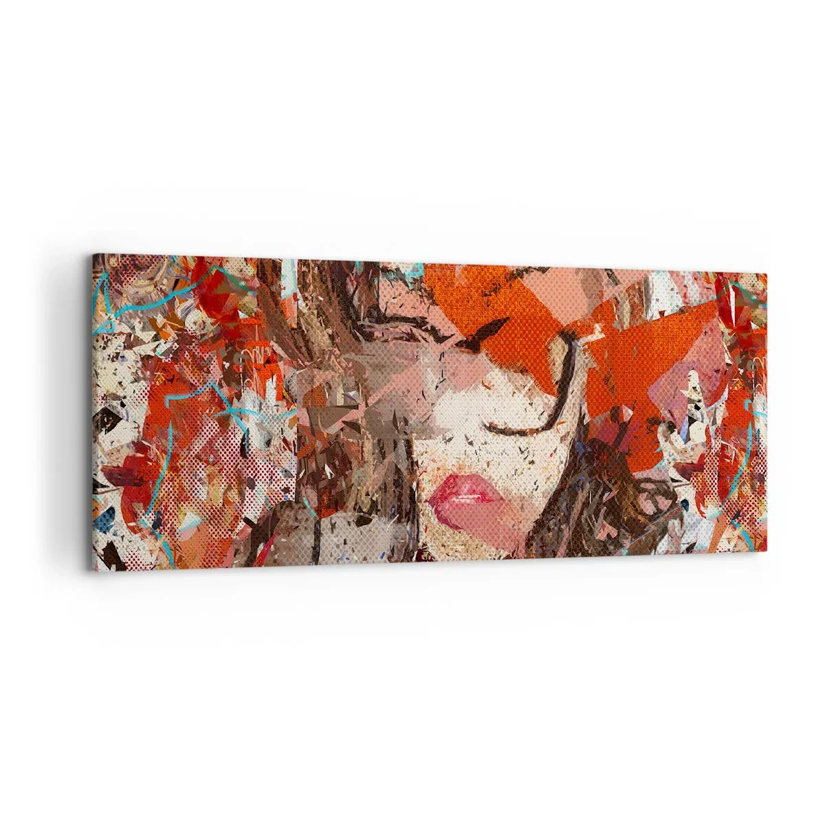 Impression sur toile - Image sur toile - Portrait abstrait d'une femme aux couleurs intenses - 120x50cm - Personne ne sait ce que tu es vraiment - Décoration murale moderne pour le salon et la chambre ARTTOR