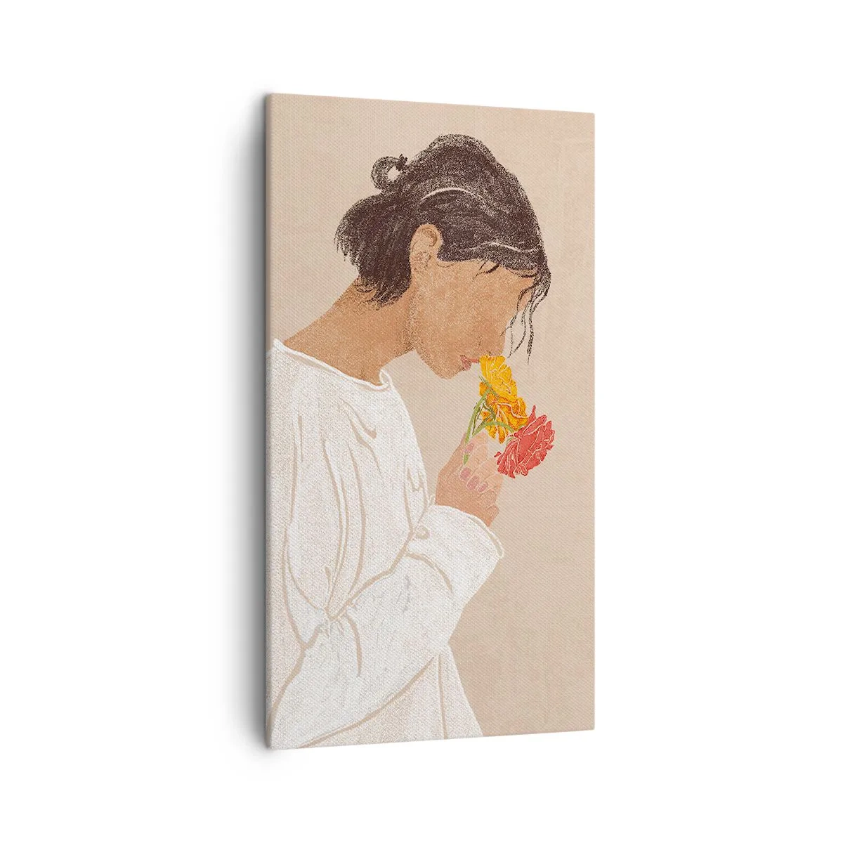 Impression sur toile - Image sur toile - Fille et fleurs - 45x80 cm