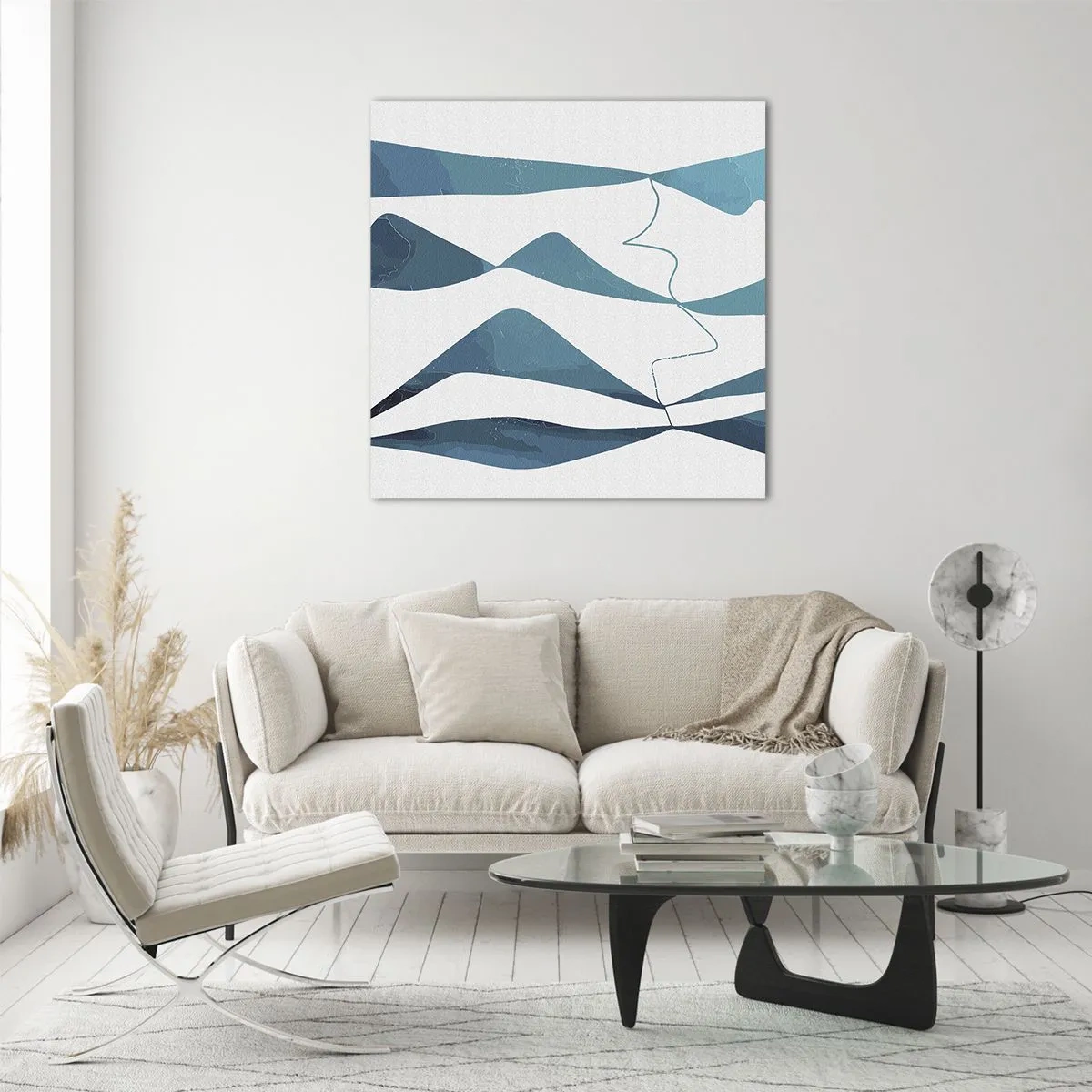 Impression sur verre - Image sur verre - Abstraction : composé turquoise - 70x70 cm