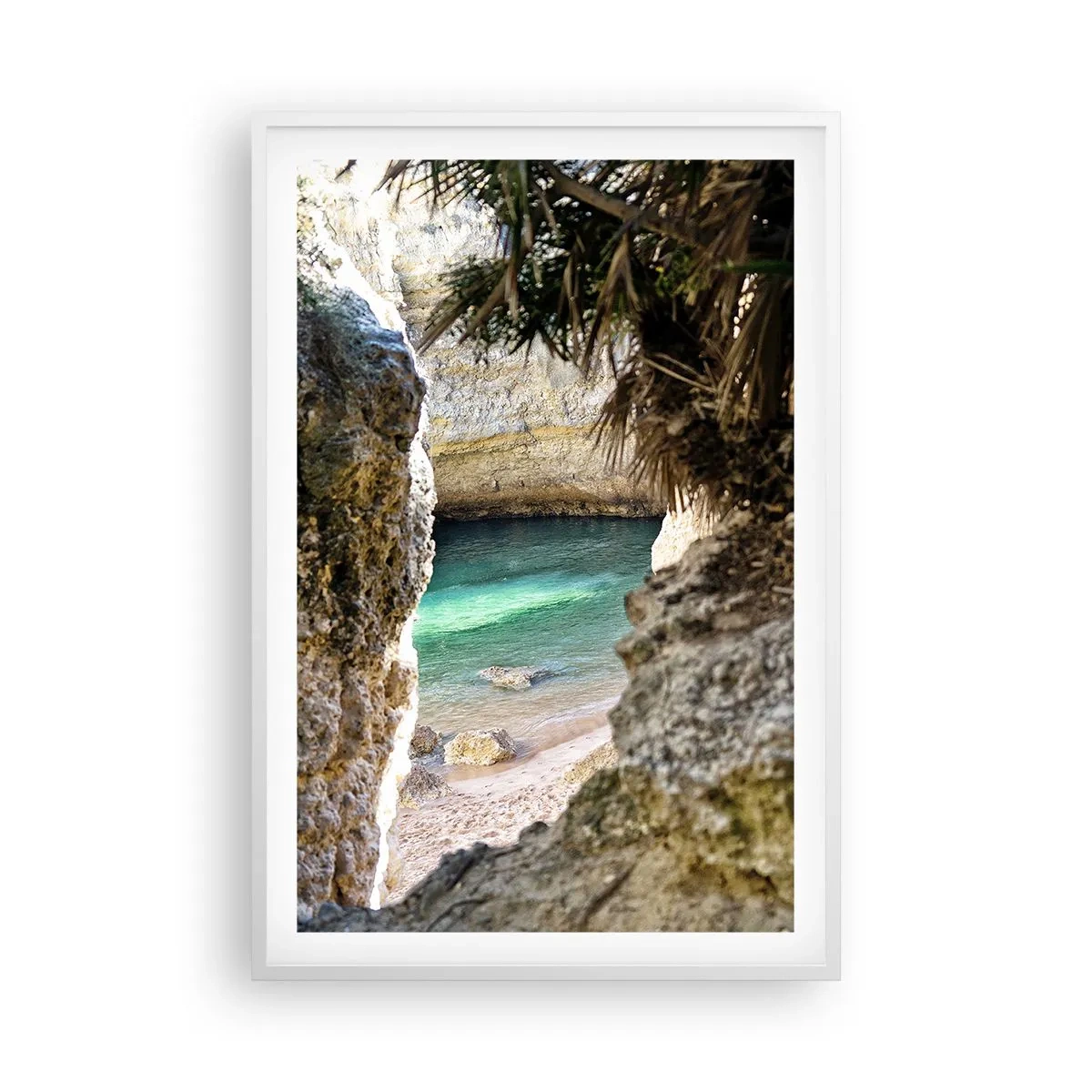 Affiche dans un cadre blanc - Poster - Baie turquoise - 61x91 cm