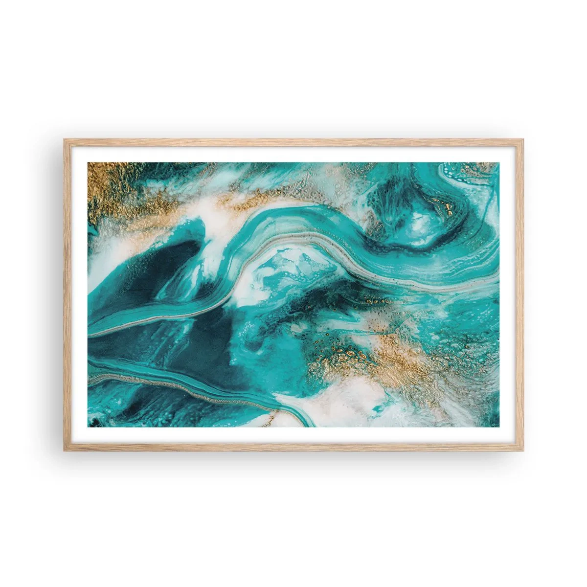 Affiche dans un chêne clair - Poster - Rivière d'or - 91x61 cm