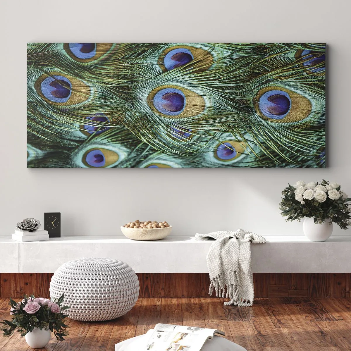 Impression sur toile - Image sur toile - Un regard de paon - 100x40 cm