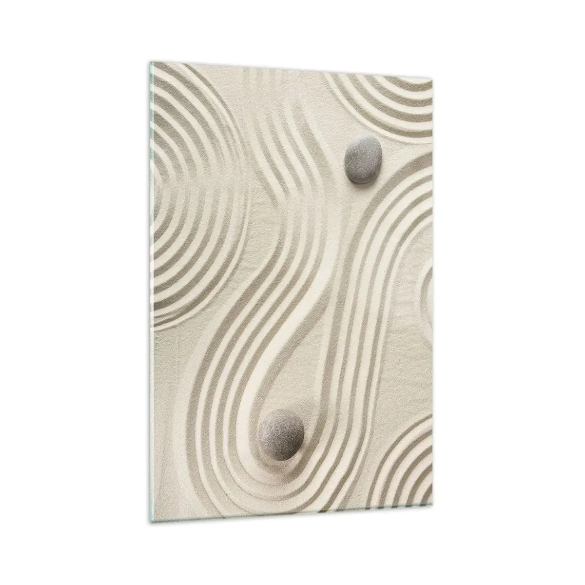 Impression sur verre - Image sur verre - Design zen minimaliste avec du sable et des pierres - 80x120cm - Touche de chaleur - Décoration murale moderne pour le salon et la chambre ARTTOR