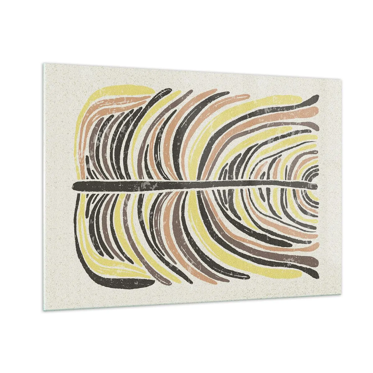 Impression sur verre - Image sur verre - Abstraction organique dans des tons terreux chauds sur un fond clair - 100x70cm - Abstraction pleine de vie - Décoration murale moderne pour le salon et la chambre ARTTOR