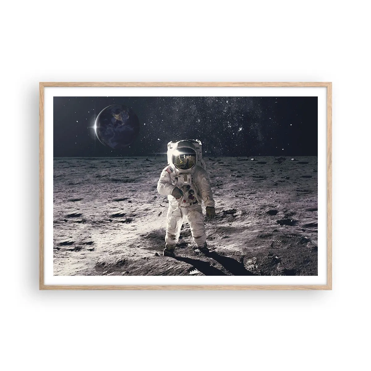 Affiche dans un chêne clair - Poster - Salutations de la lune - 100x70 cm