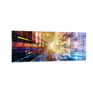 Impression sur verre - Image sur verre - Lumières dynamiques dans un couloir futuriste - 140x50cm - Couloir lumineux - Décoration murale moderne pour le salon et la chambre ARTTOR