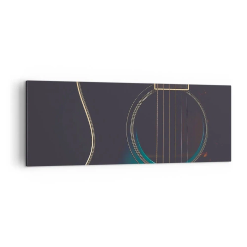 Impression sur toile - Image sur toile - Guitare acoustique dans une lumière sombre et élégante - 140x50cm - Le calme avant la tempête - Décoration murale moderne pour le salon et la chambre ARTTOR