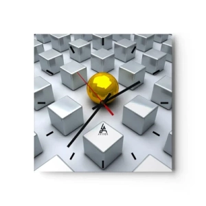 Horloge murale - Pendule murale - Pourquoi moi? Composition géométrique - 40x40 cm