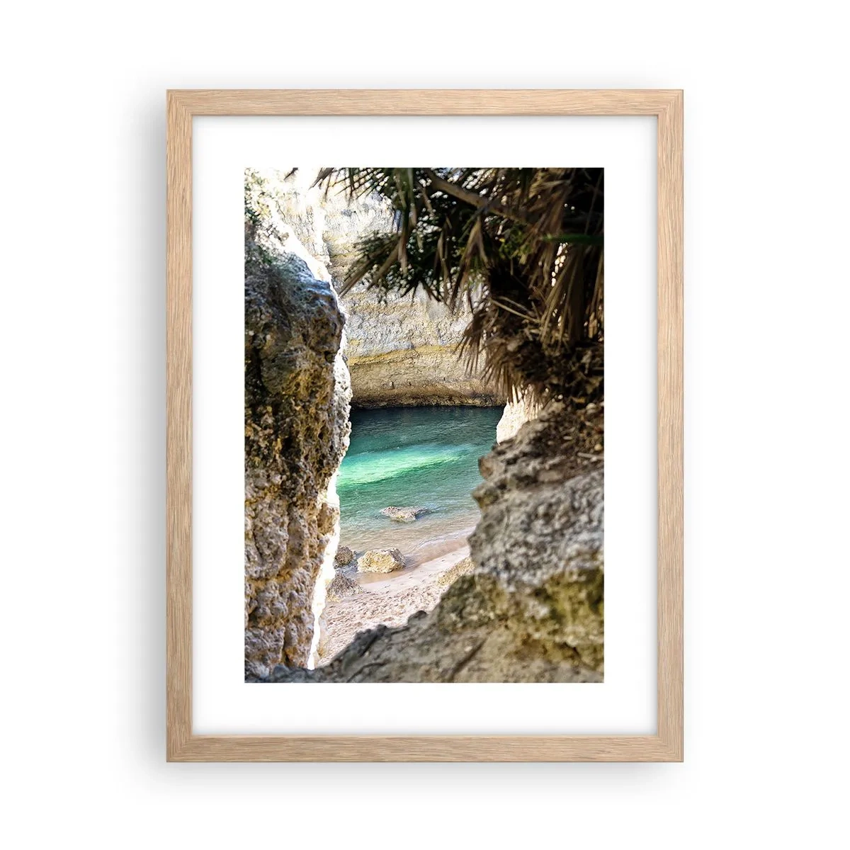 Affiche dans un chêne clair - Poster - Baie turquoise - 30x40 cm