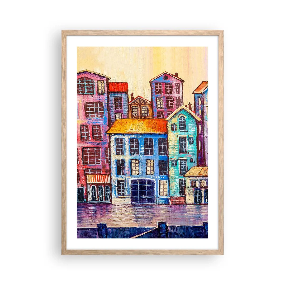 Affiche dans un chêne clair - Poster - Une ville comme dans un conte de fées - 50x70 cm