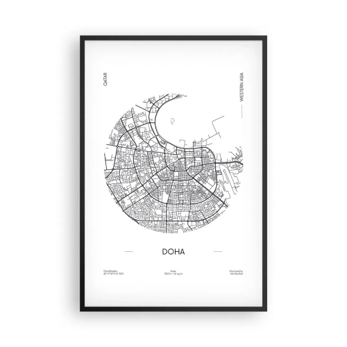 Affiche dans un cadre noir - Poster - Anatomie de Doha - 61x91 cm