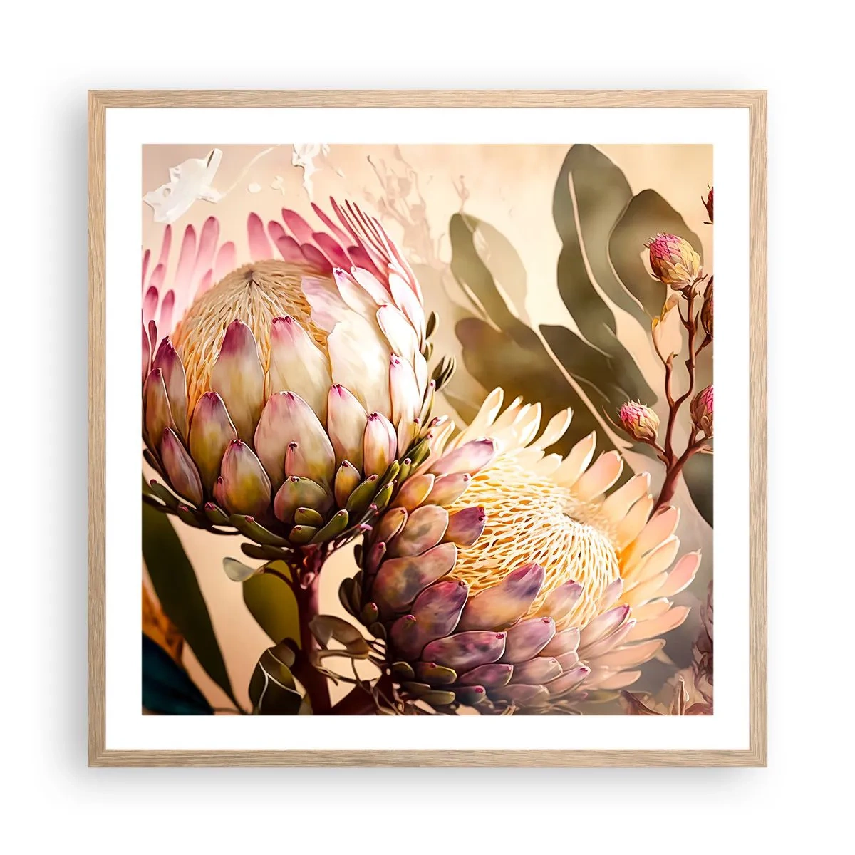 Affiche dans un chêne clair - Poster - Tendrement embrassé - 60x60 cm