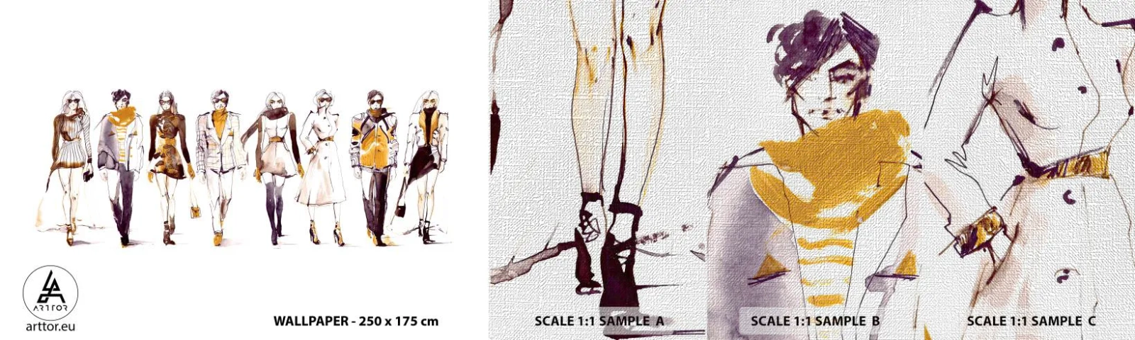 Échantillon de Papier Peint Premium Canvas - Chic décontracté, élégance décontractée - Femme, Modèle, Mode - 100x30 cm