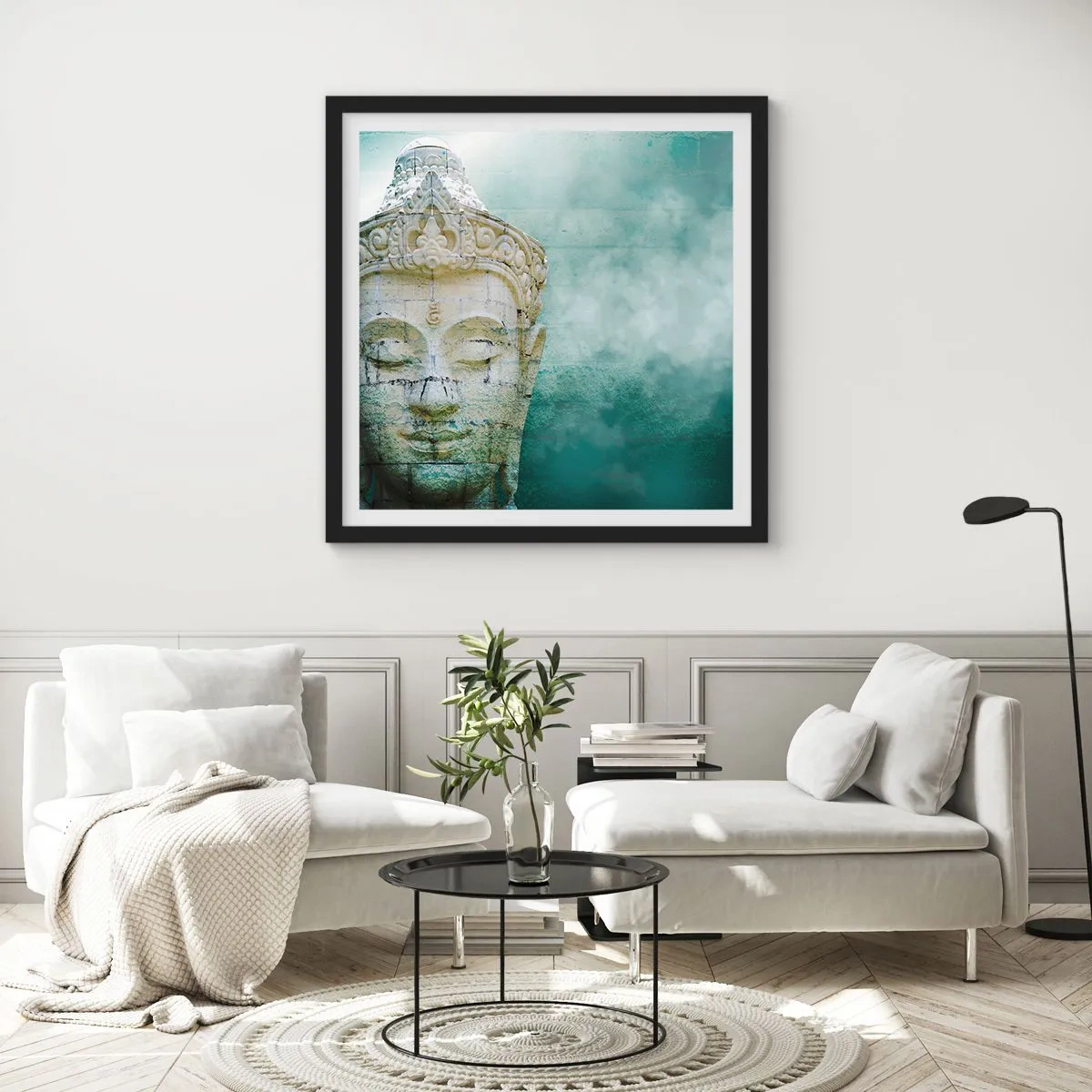 Affiche dans un cadre noir - Poster - A la recherche de la lumière - 60x60 cm