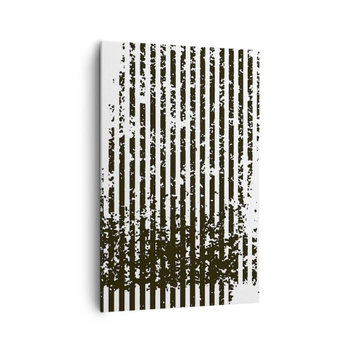 Impression sur toile - Image sur toile - Lignes abstraites avec un effet vieilli en noir et blanc - 80x120cm - Rythme et bruissement - Décoration murale moderne pour le salon et la chambre ARTTOR