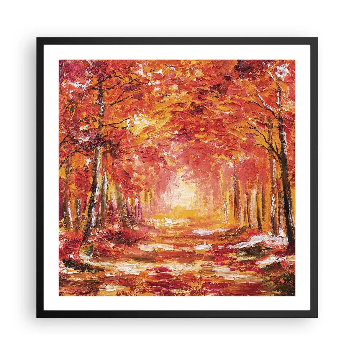 Affiche dans un cadre noir - Poster - Forêt de cuivre - 60x60 cm