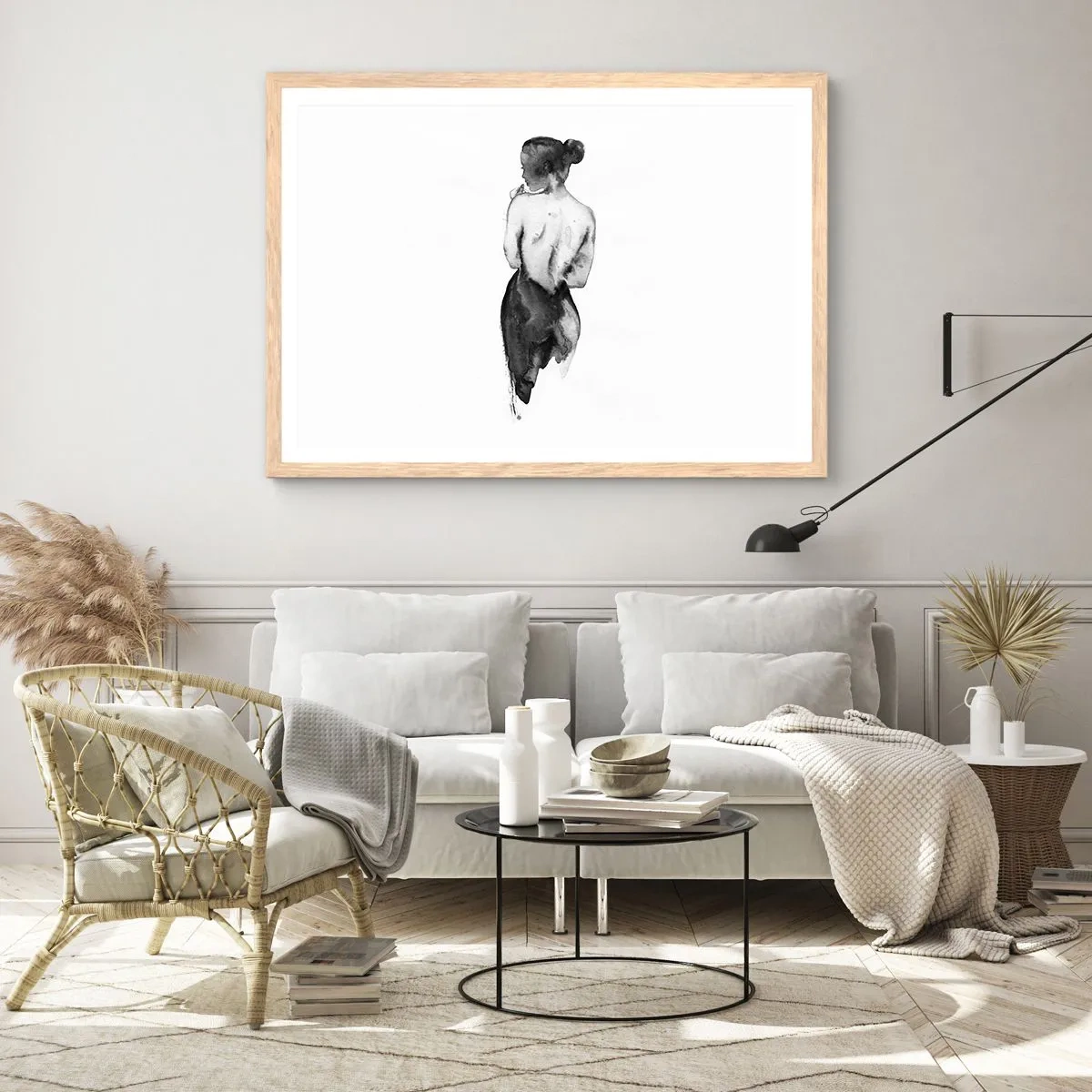 Affiche dans un chêne clair - Poster - Auprès d'elle, le monde disparaît - 40x30 cm