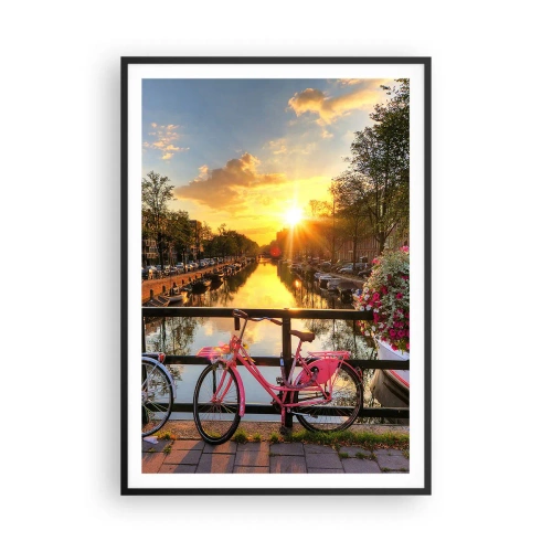 Affiche dans un cadre noir - Poster - Matin de printemps à Amsterdam - 70x100 cm