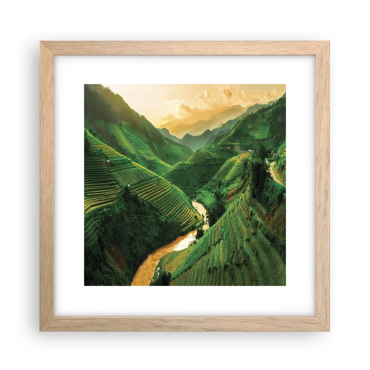 Affiche dans un chêne clair - Poster - Vallée vietnamienne - 30x30 cm