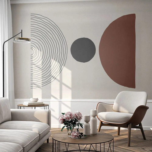 Papier peint sur mesure Premium Sand - Au centre de l'attention - Abstraction, Morceau, Demi-cercles