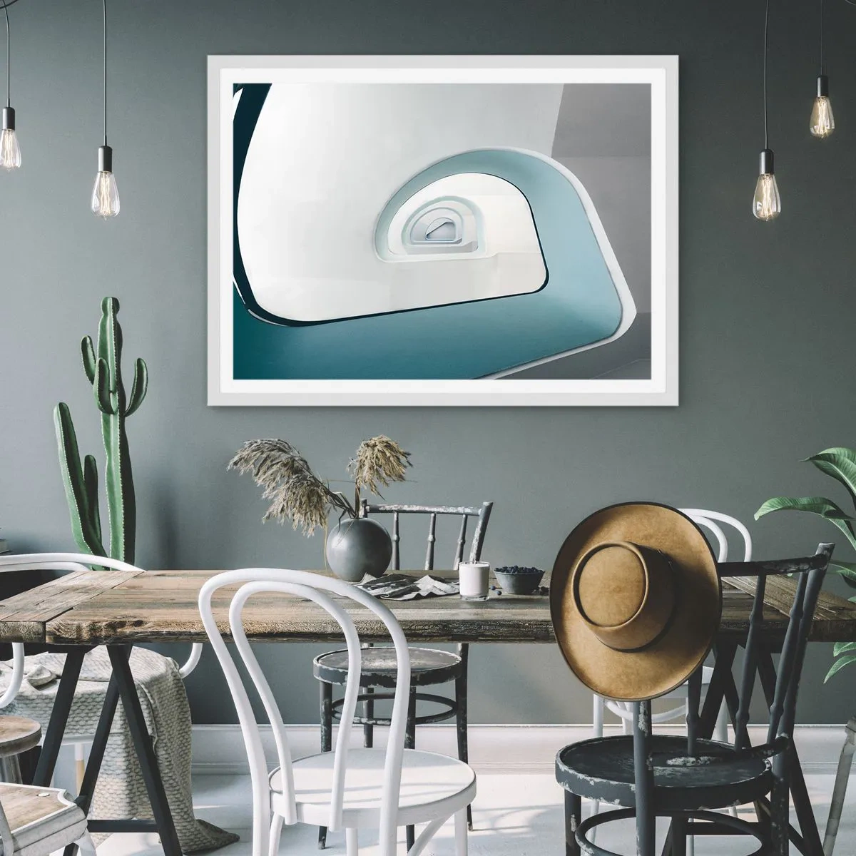 Affiche dans un cadre blanc - Poster - Au profondeur du bleu - 70x50 cm