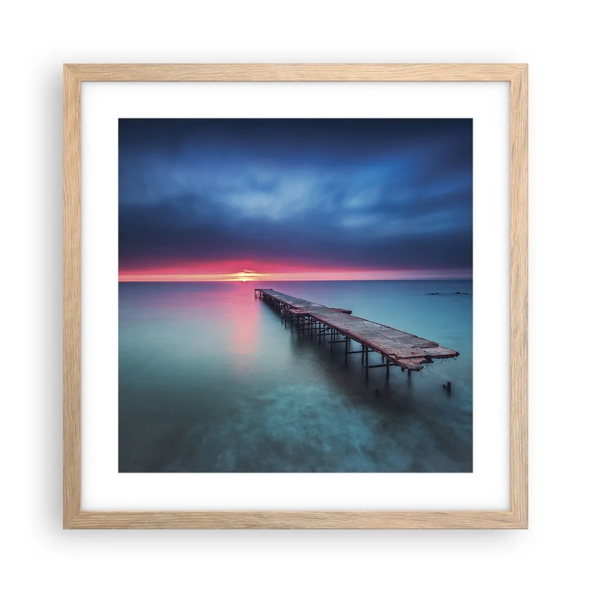 Affiche dans un chêne clair - Poster - Entre le ciel et la terre - 40x40 cm