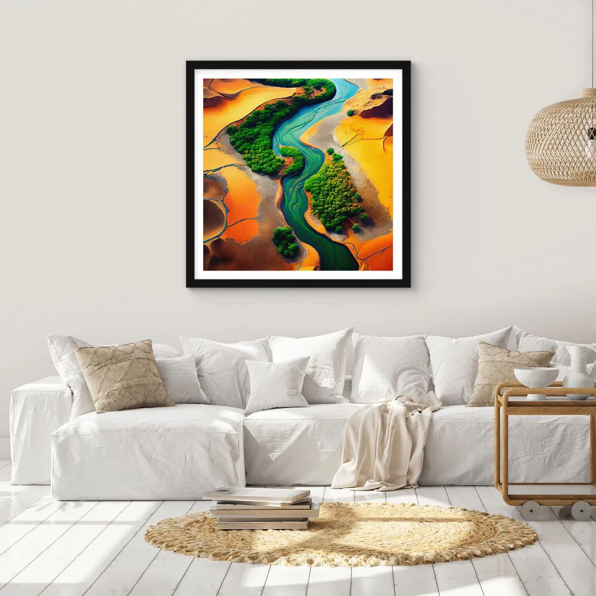 Affiche dans un cadre noir - Poster - Rivière vivifiante - 50x50 cm