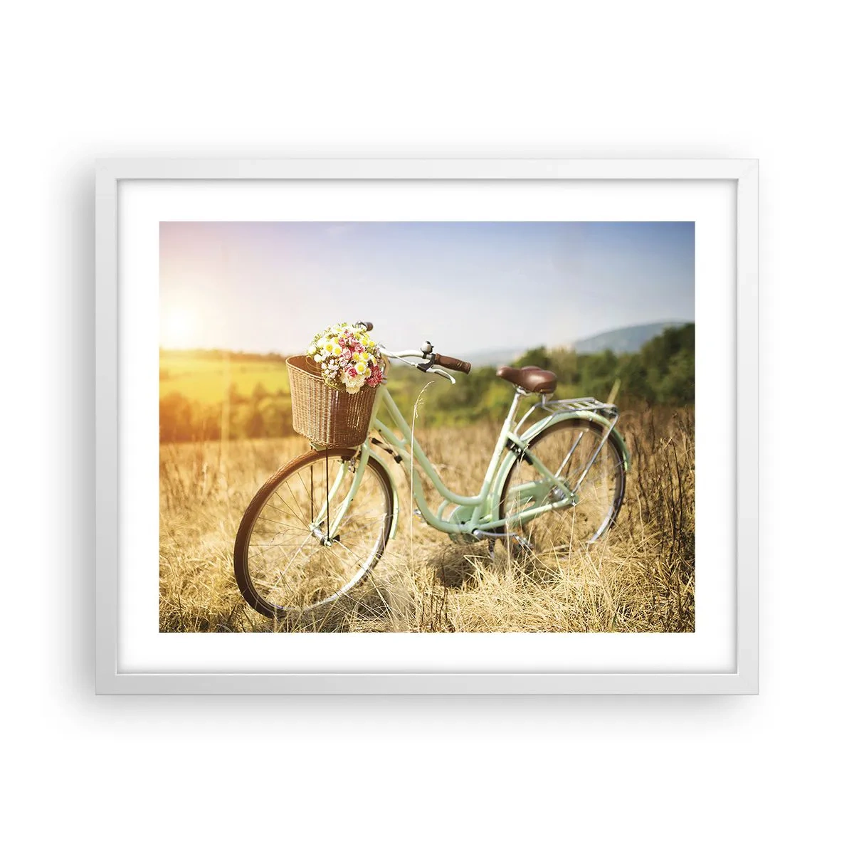 Affiche dans un cadre blanc - Poster - Je vais rester un petit moment - 50x40 cm
