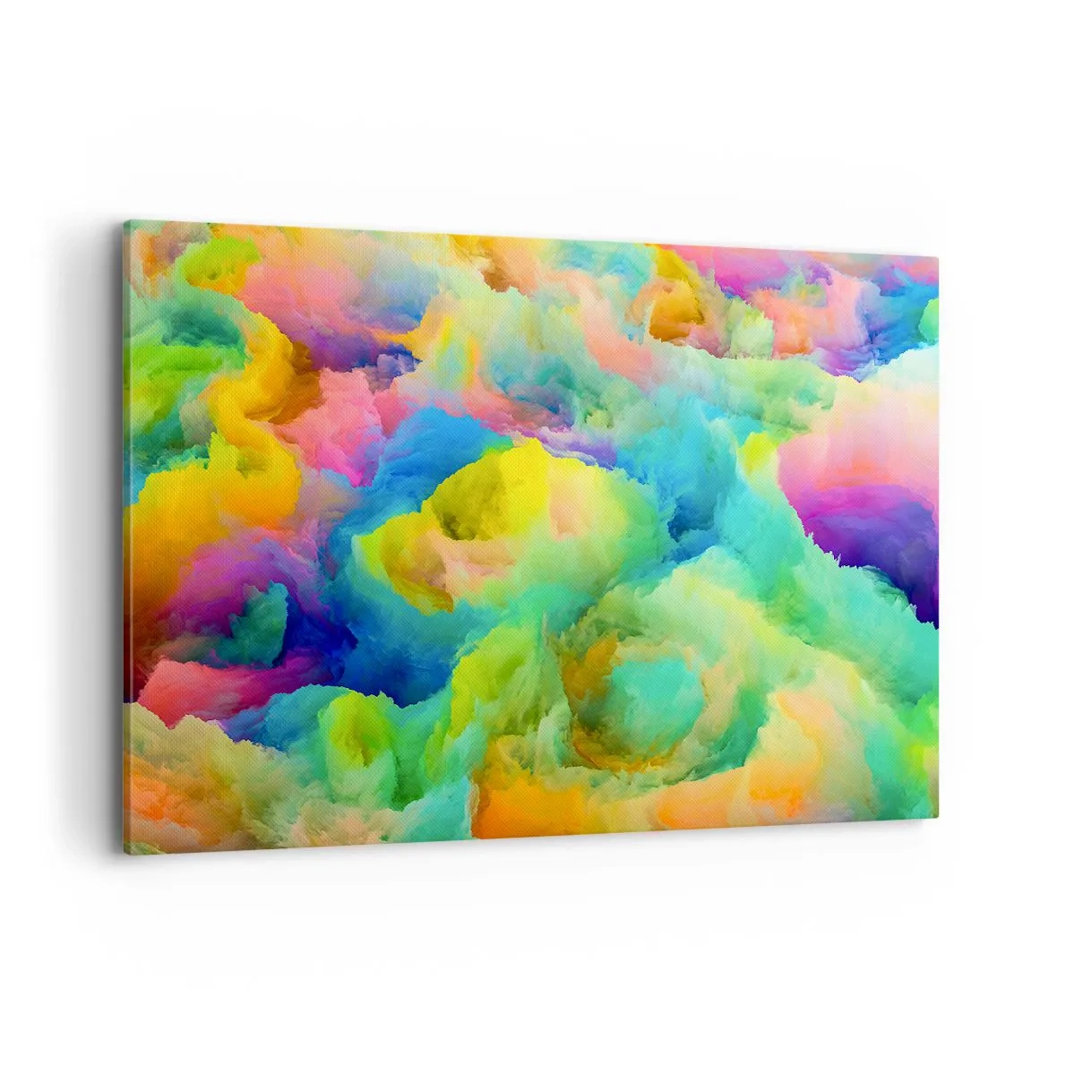 Impression sur toile - Image sur toile - Composition abstraite aux couleurs de l'arc-en-ciel - 120x80cm - Plumule arc-en-ciel - Décoration murale moderne pour le salon et la chambre ARTTOR
