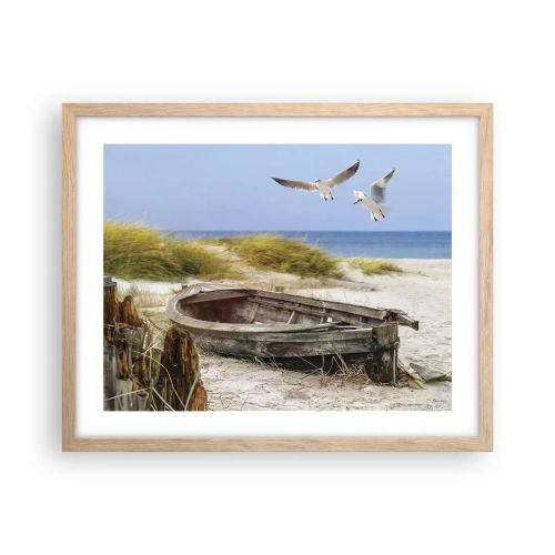 Affiche dans un chêne clair - Poster - Bain de vent - 50x40 cm