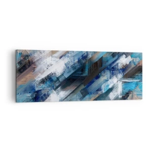 Impression sur toile - Image sur toile - Composition abstraite avec des lignes diagonales bleues - 140x50cm - Diagonale de bleus - Décoration murale moderne pour le salon et la chambre ARTTOR