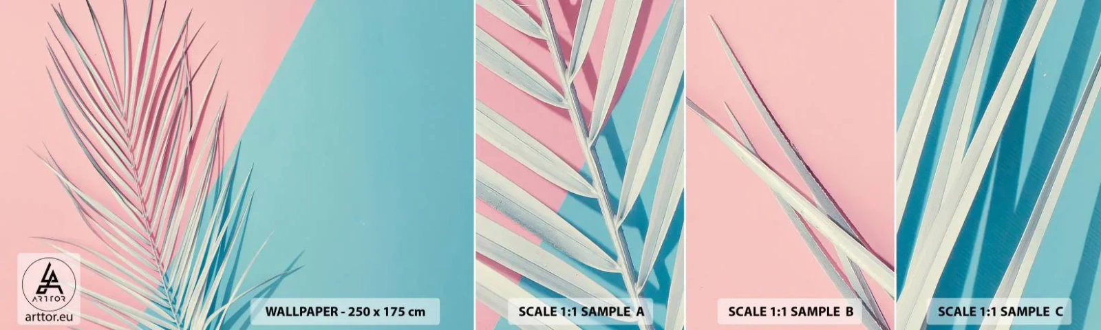 Échantillon de Papier Peint Autocollant Deluxe Sticker - Impression tropicale - Feuille de palmier, Abstraction, Graphique - 100x30 cm