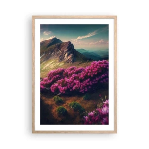 Affiche dans un chêne clair - Poster - L'été à la montagne - 50x70 cm