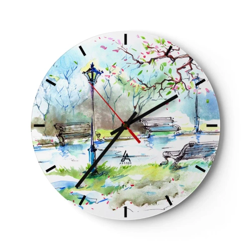 Horloge murale - Pendule murale - Le charme du silence d'un parc - 40x40 cm