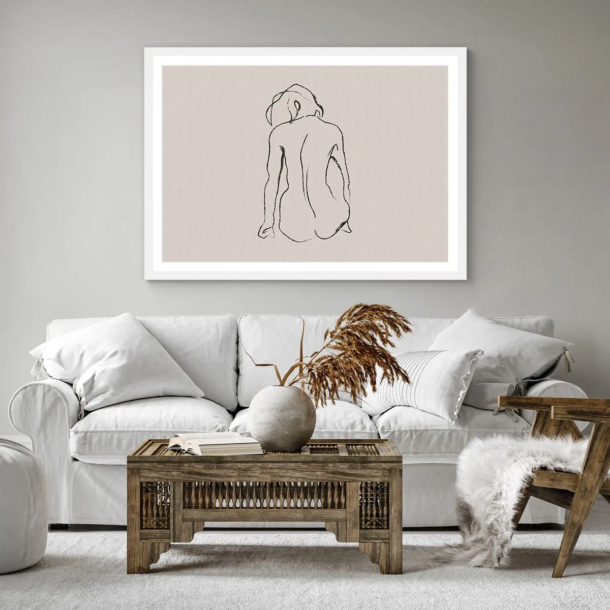 Affiche dans un cadre blanc - Poster - Femme nue - 30x30 cm