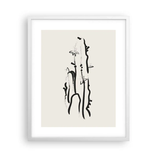 Affiche dans un cadre blanc - Poster - Herbe à fleurs - 40x50 cm