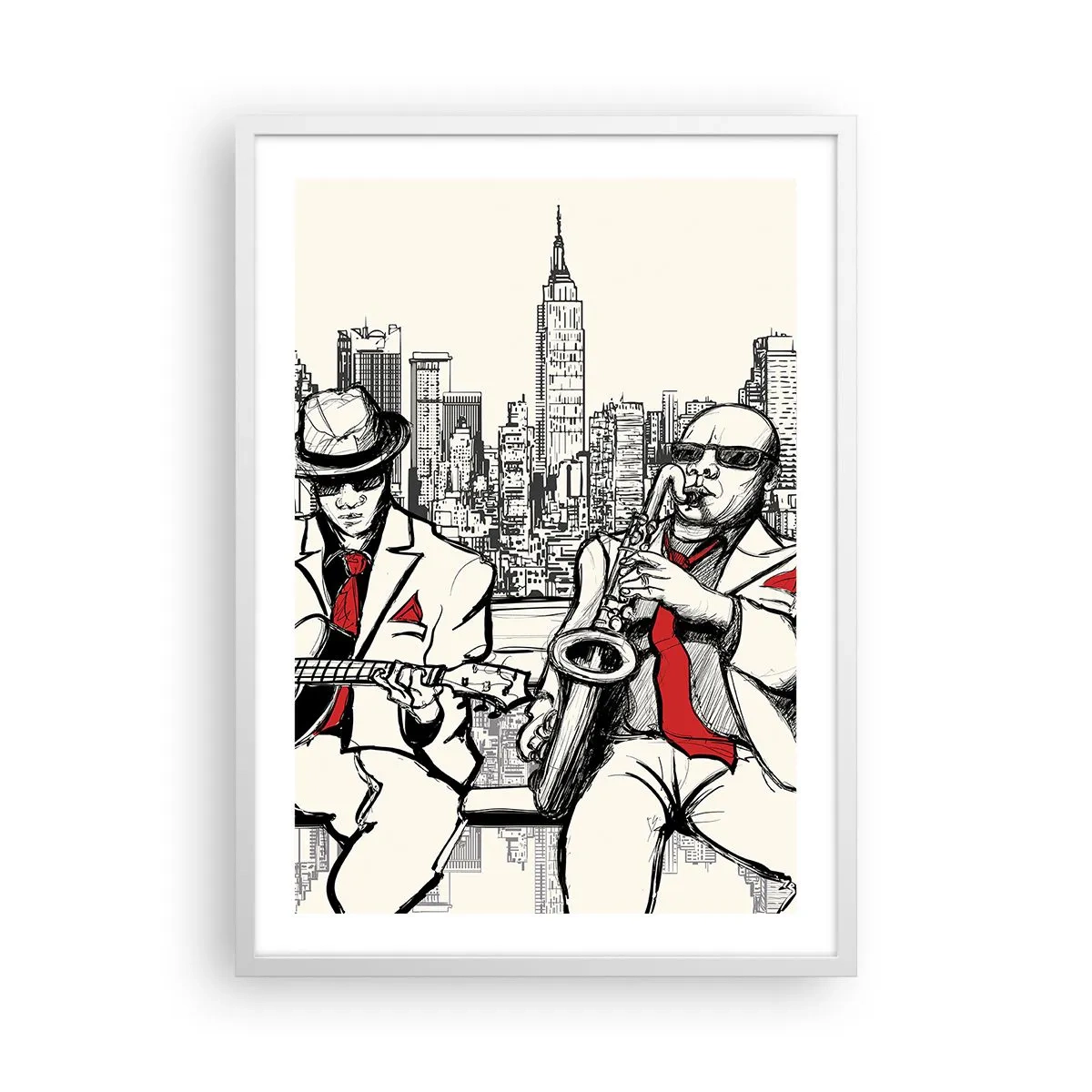 Affiche dans un cadre blanc - Poster - improvisation new-yorkaise - 50x70 cm