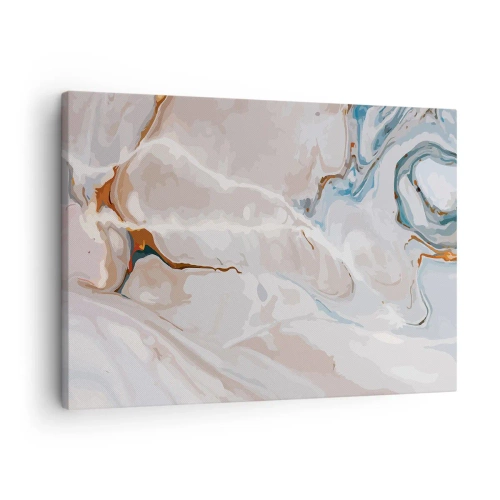 Impression sur toile - Image sur toile - Motif abstrait dans les tons de blanc et de bleu - 70x50cm - Le bleu serpente sous le blanc - Décoration murale moderne pour le salon et la chambre ARTTOR