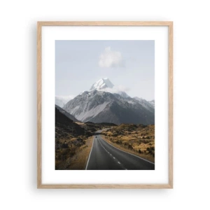 Affiche dans un chêne clair - Poster - Chemin vers le coeur de la montagne - 40x50 cm