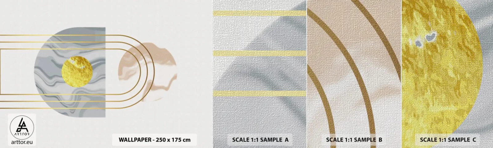 Échantillon de Papier Peint Premium Canvas - Clareté et brillance - Abstraction, Morceau, Graphique - 100x30 cm