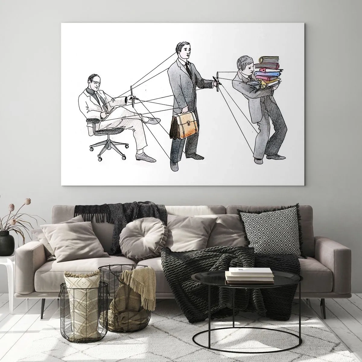 Impression sur verre - Image sur verre - Illustration de la hiérarchie du travail de bureau - 70x50cm - Chacun a son maître - Décoration murale moderne pour le salon et la chambre ARTTOR