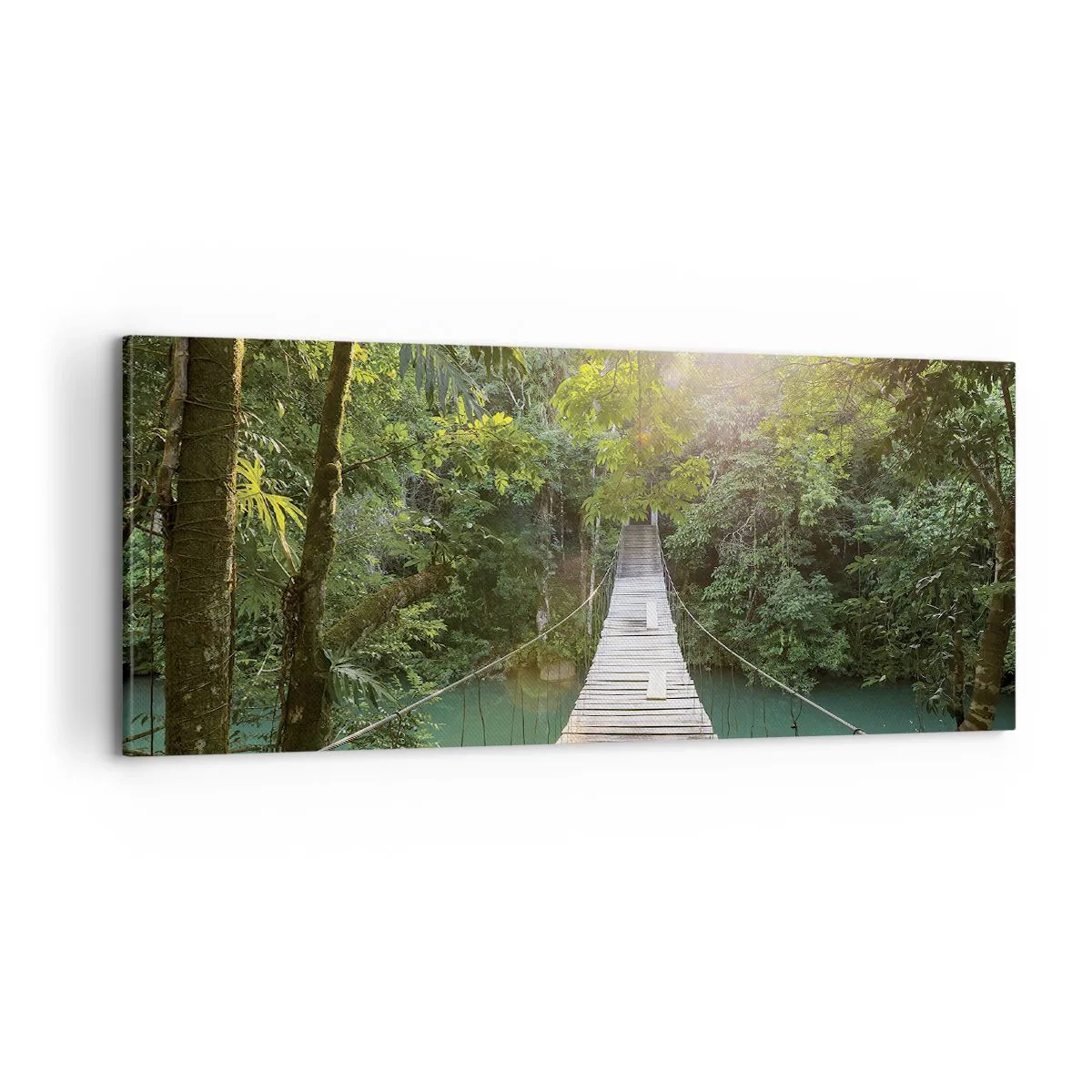 Impression sur toile - Image sur toile - De l'eau azur à la forêt azur - 100x40 cm