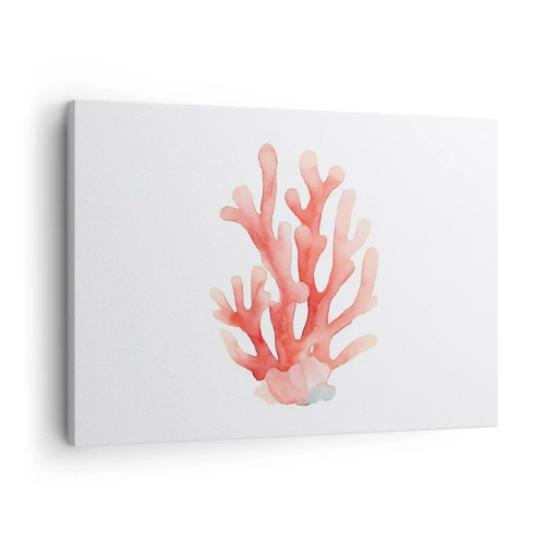 Impression sur toile - Image sur toile - Une illustration subtile de corail dans des tons pastel - 70x50cm - Corail couleur corail - Décoration murale moderne pour le salon et la chambre ARTTOR