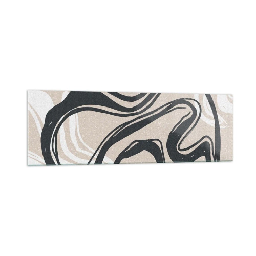 Impression sur verre - Image sur verre - Lignes abstraites dans des tons sombres sur fond beige - 160x50cm - Expression multipliée - Décoration murale moderne pour le salon et la chambre ARTTOR