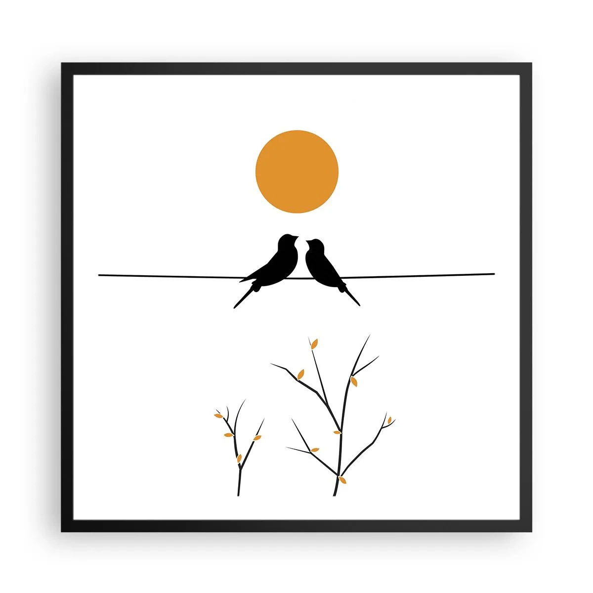 Affiche dans un cadre noir - Poster - Soirée pour rossignols - 60x60 cm